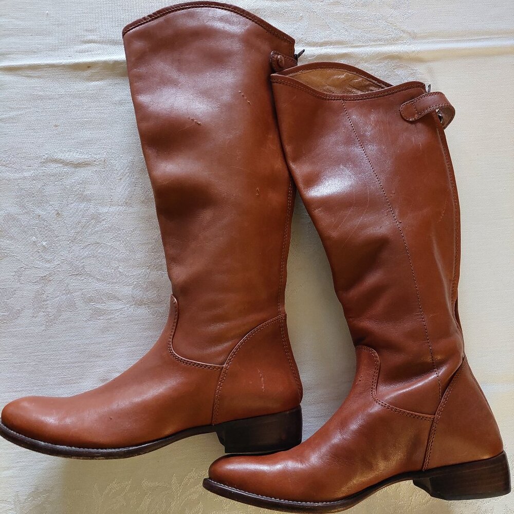 Corso Como Women's Size 7 Genuine Leather Tall Boots Cognac Whiskey Hue